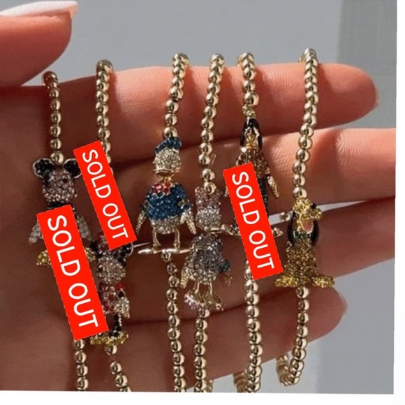 NEW 3 Disney Baublebar Multicolor Donald, Daisy and Pluto Pisa Pave Bracelet - Picture 1 of 5